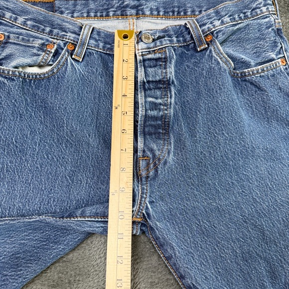 Levi's 501 Button Fly Blue Jeans Denim Pants Classic Straight Leg - Picture 7 of 12